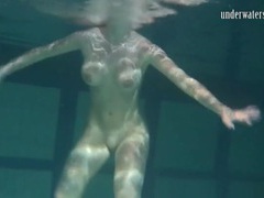 Find-Best-Lesbians.com presents: Naked brunette with big tits swims solo