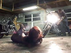 Find-Best-Lesbians.com presents: Biker girl hogtied in the garage