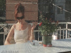 Find-Best-Lesbians.com presents: Cute chick smokes on the porch as he films it