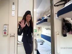 Find-Best-Lesbians.com presents: Seduced the conductor on the train and fucked while she had a break