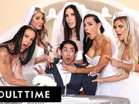 Find-Best-Lesbians.com presents: Adult time - big titty milf brides discipline big dick wedding planner with insane reverse gangbang!