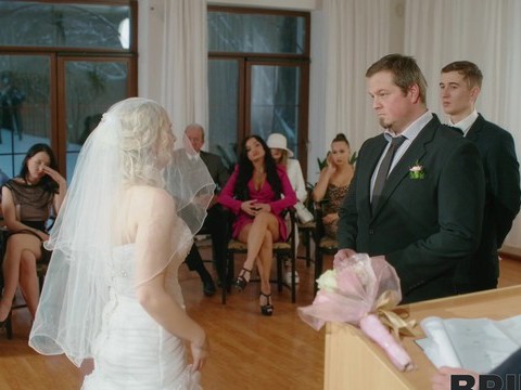 Find-Best-Lesbians.com presents: Dirty bride kristy waterfall rides a lover while people watch