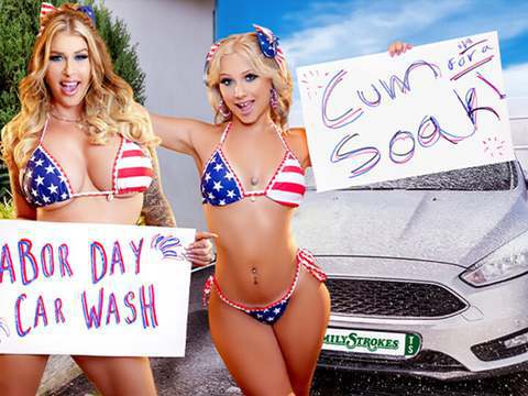 Find-Best-Lesbians.com presents: Car wash duo shake tits and score big