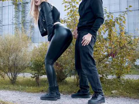 Find-Best-Lesbians.com presents: He cums on my latex leggings in public! - clothedpleasures