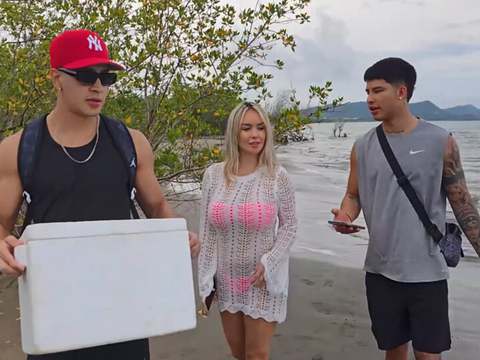 Find-Best-Lesbians.com presents: Threesome on the beach with stepbrothers - danner mendez - tatiana alvarez - max betancur