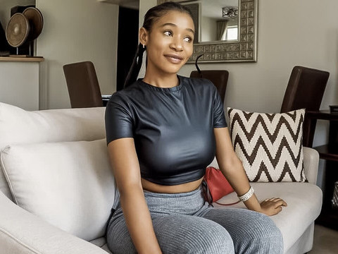 Find-Best-Lesbians.com presents: Amateur ebony model tricked to suck white cock at couch casting call