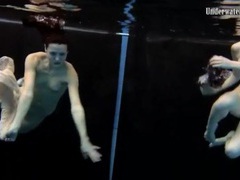 Find-Best-Lesbians.com presents: Skinny teens swim in the deep pool naked