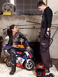 Find-Best-Lesbians.com presents: Shy teenage biker chick fucks the horny mechanic hardcore