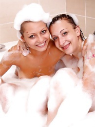 Find-Best-Lesbians.com presents: Naughty sexy young chicks taking a hot bubble bath together