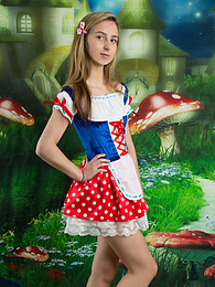 Find-Best-Lesbians.com presents: Very hot blonde teen beauty in an adorable outfit slowly takes it off to reveal her nice and perky boobs