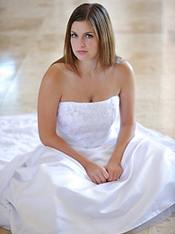 Find-Best-Lesbians.com presents: Busty glamorous amateur Danielle models wedding gown indoors & by the pool