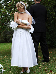 Find-Best-Lesbians.com presents: Blonde bride Hayley Marie Coppin gets naked on a lawn while taking her vows