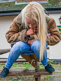 Find-Best-Lesbians.com presents: Blond hungarian cutie Kiara Lord strips and presents her amazing boobs and ass outdoors