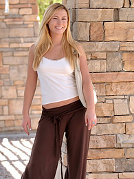 Find-Best-Lesbians.com presents: Light-Haired american cutie Summer Solstice removes her clothes and toys her twat