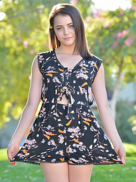 Find-Best-Lesbians.com presents: Svelte american dark-haired teen Kylie Quinn in shorts toys her twat outdoor